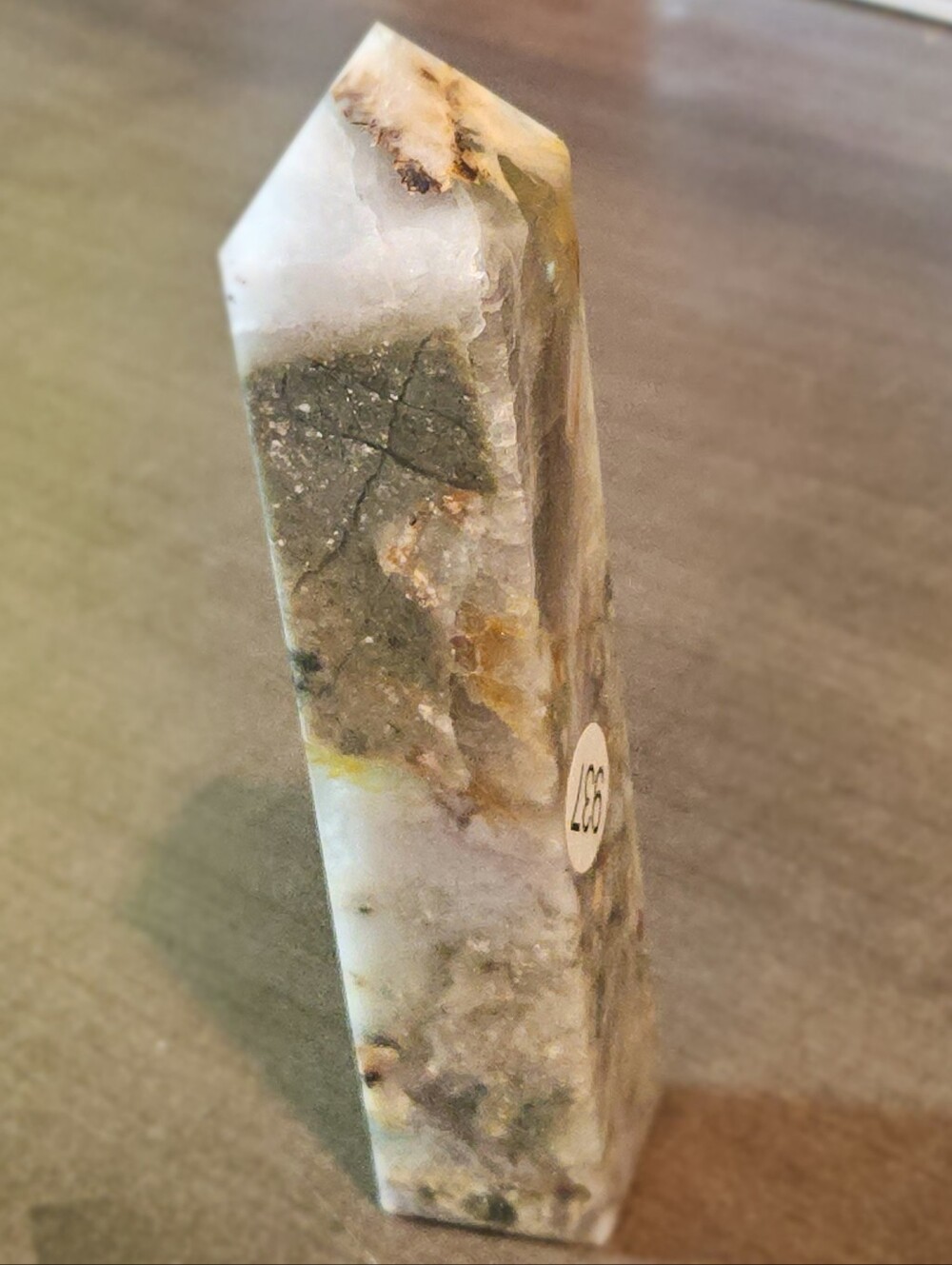 Earthy Green Fluorite & Quartz Tower | Polished Crystal Obelisk